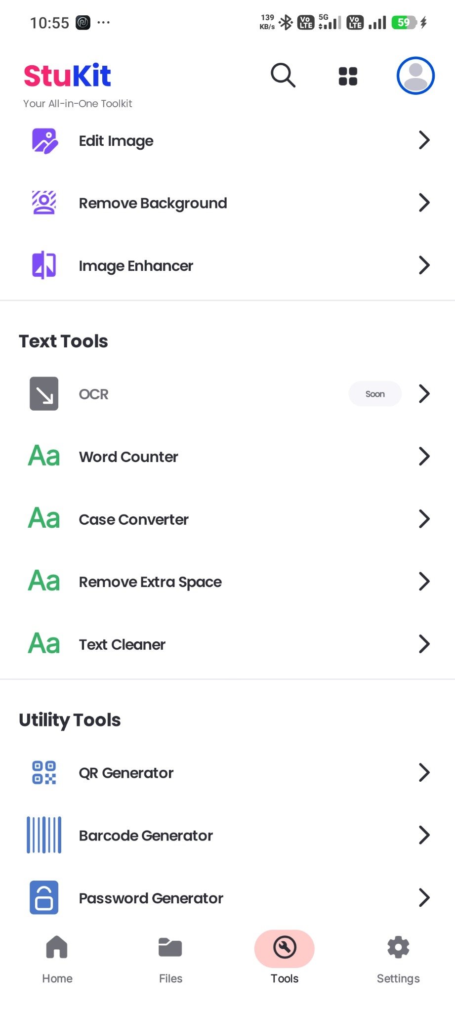 StuKit app home screen